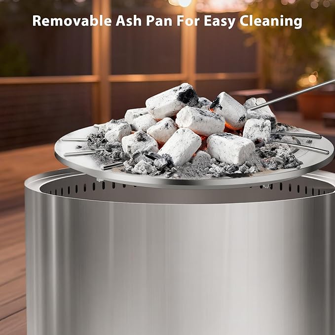 Panovue 22 Inch Smokeless Fire Pit Stainless Steel Wood Burning Outdoor Firepit for Outside Patio Backyard Camping and Outdoor GatheringsOutdoor Fire Place with Removable Ash Pan