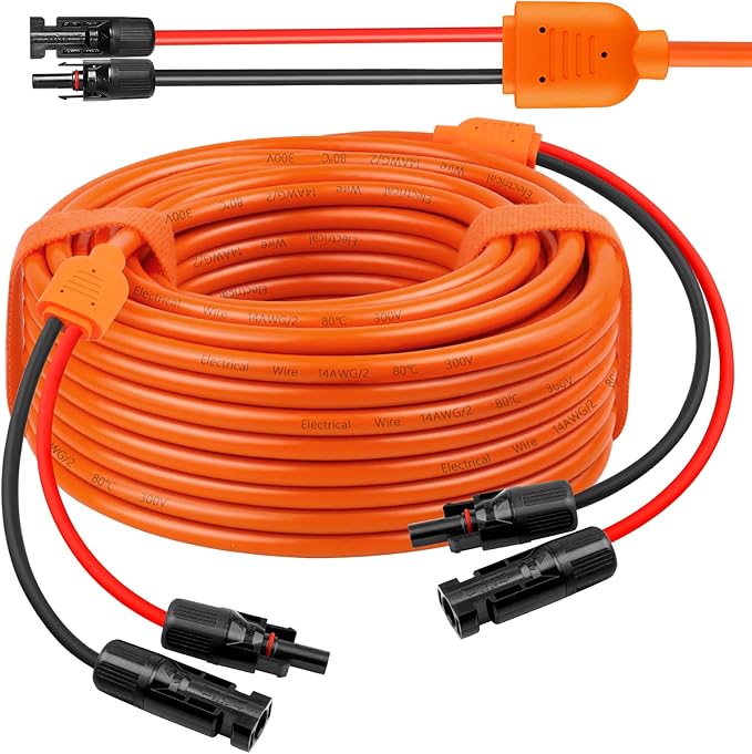 Solar Panel Extension Cable 40FT - MOOKEERF 10AWG+14AWG Solar Wire with Female &amp Male IP68 Waterproof Connector for RV Photovoltaic Systems Home Boat Solar Panels Car