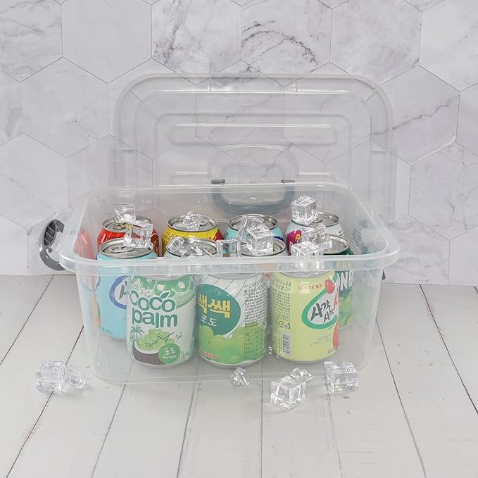 8 L Plastic Clear Storage Box 2-Pack Storage Latch Box with Lid