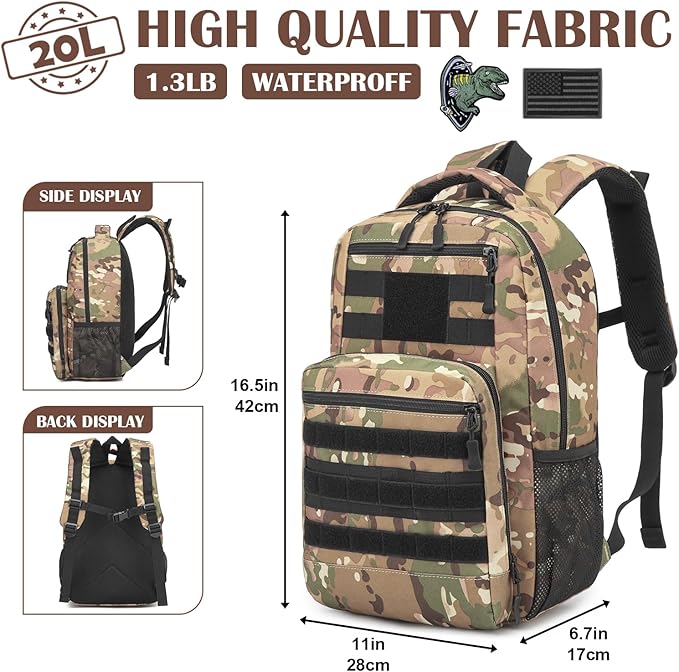 Kids Tactical Backpack Army Molle Bookbag Military Boys Backpack for School Outdoor Camping CM
