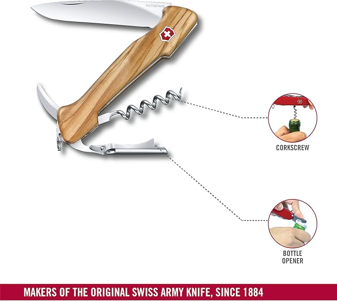 Victorinox Wine Master Olive With Pouch For the Wine Connoisseur in Olive Wood 5.1 inches