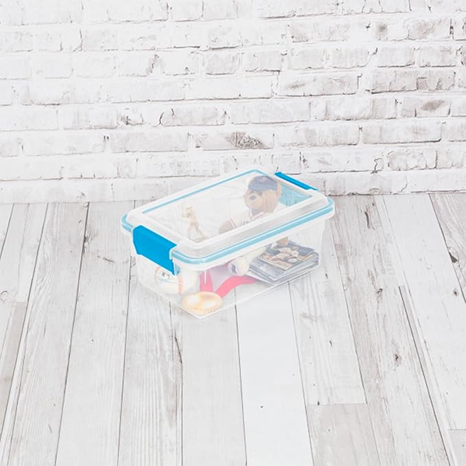 Sterilite 18-Pack Gasket Box Weather-Resistant Storage Bins with Latching Lids 7.5 Quart - Heavy-Duty Organizing Containers for Closet Bathroom and Office