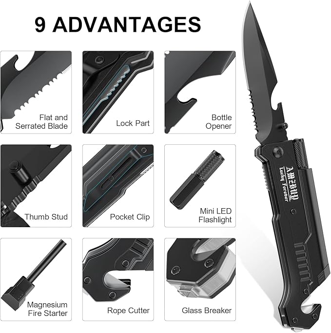 Stocking Stuffers for Men Dad Gifts: 2Pack Christmas for Adults Women Present Idea 7-In-1 Multi Tool Camping Fishing Multitool Birthday Gadgets for Him Boyfriend Husband Who Have Everything