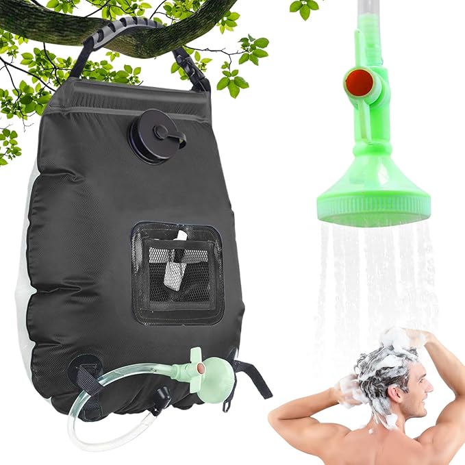 Solar Showers for Camping | 5 Gallon/20L Solar Removable Bath Tool with Shower Head and Hose | Camp Shower Bag | for Outdoor Beach Indoor Home Cabin Field Glamping Backyard Balcony Deck