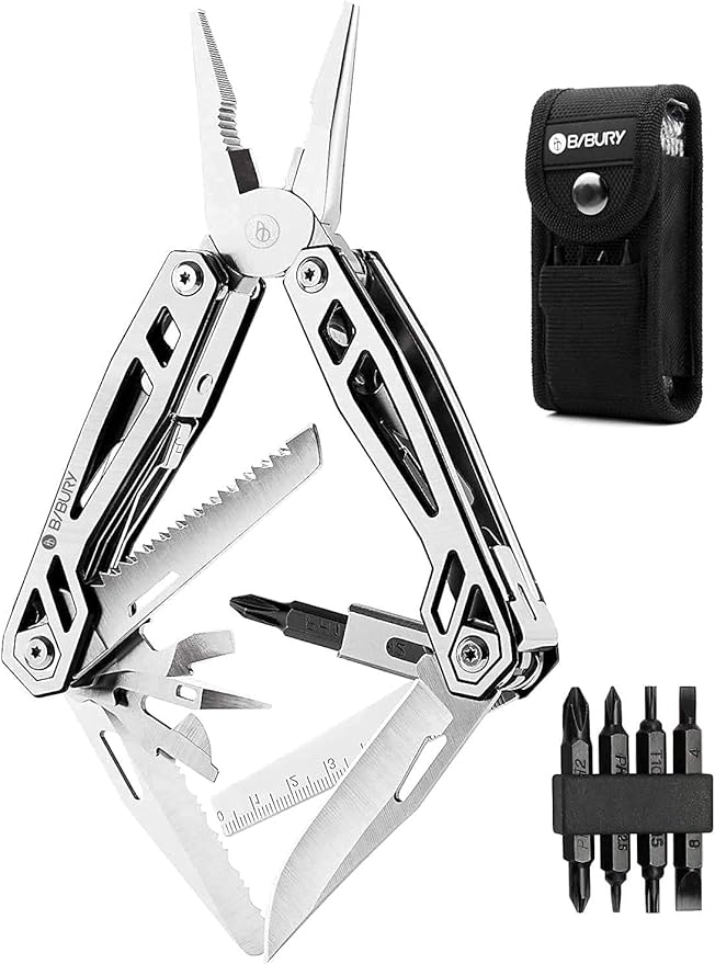 BIBURY Multi Tool &amp Utility Knife Set 21 in 1 Portable Multitool Folding Box Cutter Quick Change Blade Pocket Knife Pliers Tools for Outdoors Camping Fishing Hiking Home Repairs and Surviv