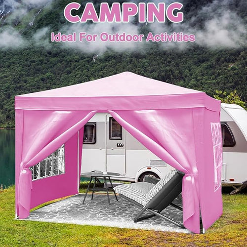 10'x10' Multi Colors Pop-Up Canopy Folding Outdoor Shelter with 4 Removable Sidewalls UPF 50+ Protection Includes 4 Weight Bags &amp Carry Bag for Parties Beach Camping Weddings