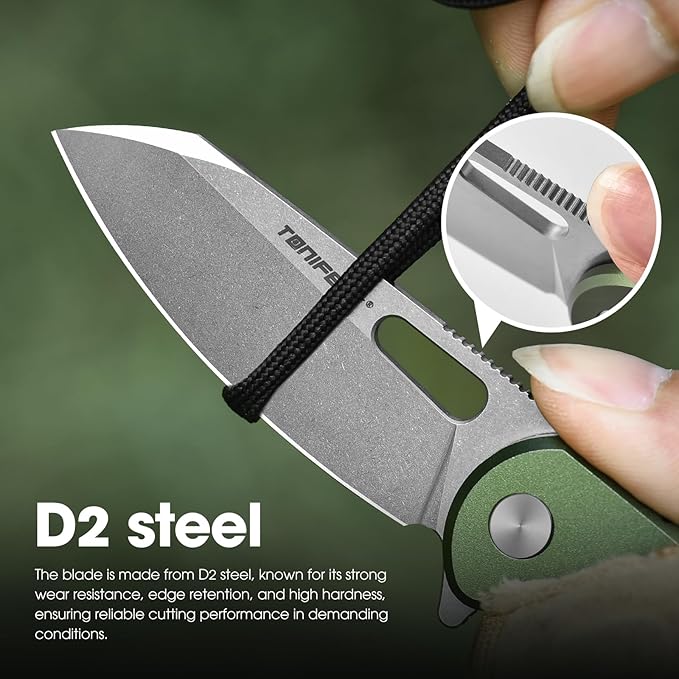 TONIFE Galaxy Mini Folding Knife with D2 Steel Blade and Aluminum Handle EDC Pocket Tool for Camping Hiking and Survival (green)