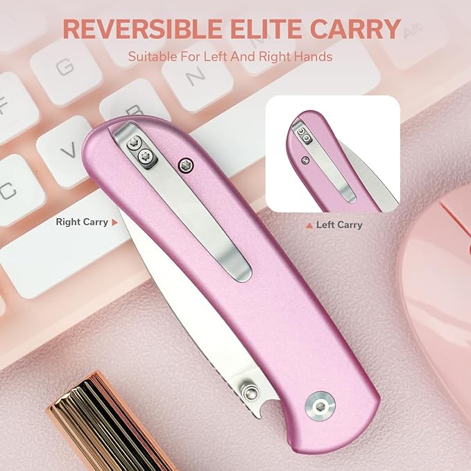 CIVIVI Qubit Pink Pocket Knife for EDCFolding Utility Knife with 2.98 14C28N Blade Aluminum HandleFashion Gifts for WomenMen C22030E-5