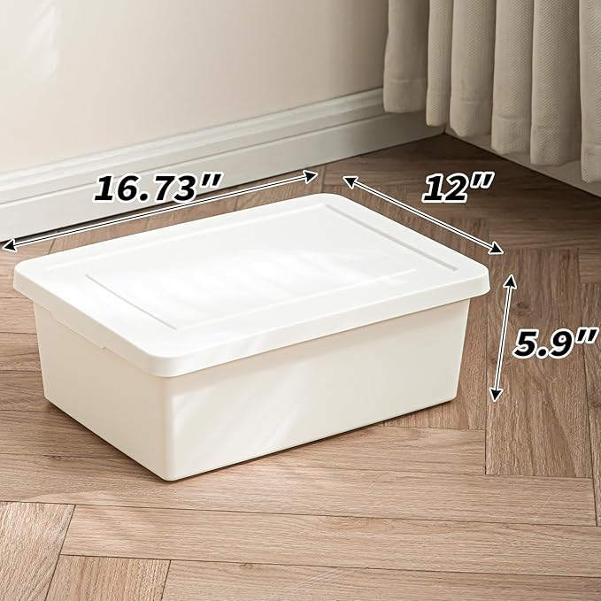 Yishyfier 15 Quart White Storage Bins with lidsOffice stackable Plastic Boxes Set of 4Garage organization Storage Box with handle for Organizing Snacks Crafts Legos Toolsbooks (white 4L)