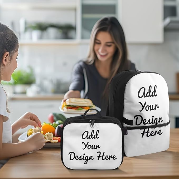Custom Bookbag with Name Personalized Backpack with Lunch Box for Men Large Capacity School Bag for Office Work Outdoor Travel Casual Daypack