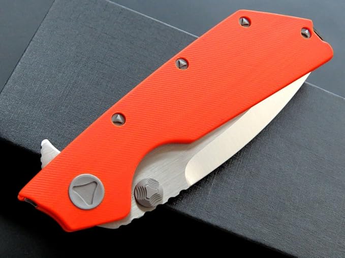 Eafengrow EF335 Folding Knives D2 Blade and G10 Handle5 inch Closed EDC Pocket Folding Knife with Clip (orange)