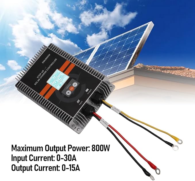 Solar Charge Controller 800W Boost MPPT Voltage LED Display Adjustable Waterproofing Solar Panel Regulator Multiple Protections Intelligent Photovoltaic Panel Regulator
