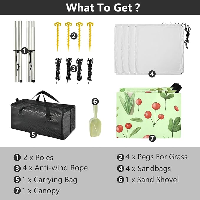 Beach Canopy with Windproof Ropes &amp Sandbags Beach Tent Sun Shade Sun Shelter for Camping Trips Fishing Backyard Fun or Picnics Mushroom