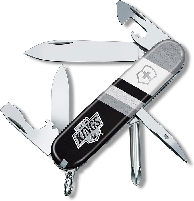 Victorinox Tinker Swiss Army Knife – Compact 12 Function Swiss Made Pocket Knife with Large Blade Small Blade and Bottle Opener – Los Angeles Kings