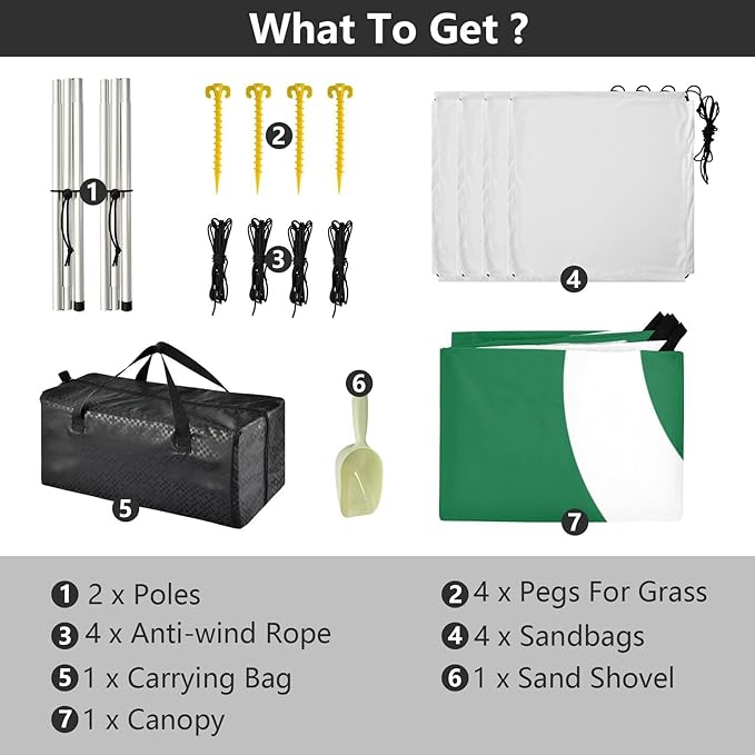 Flag Pakistan Beach Tent UPF50+ Lightweight Large Sun Shelter with Carrying Bag for Backyard and Camping