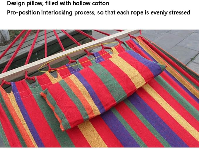 Portable Hammock Single Camping Hammock Rainbow Stripe Thickened Canvas Hammocks for Camping Travel for Backpacking Beach (Color : Rojo Size : 200X80cm)