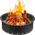 36 Inch Fire Pit Ring Large Outdoor Campfire Pit for Patio Backyard Garden Smokeless Steel Firepit with Air Vent for Efficient Burning &amp Anti-Rust Coating Black Steel