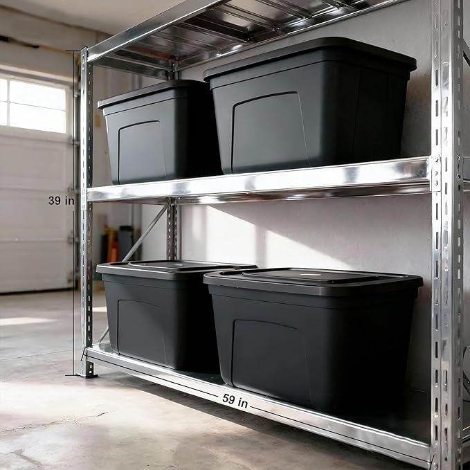 Storage Bins with Lids - Made in USA 18-Gallon (72-Quart) 4PC Black Storage Totes with Lids Heavy Duty Plastic Stackable Containers Large Storage Boxes for Home and Office Organization