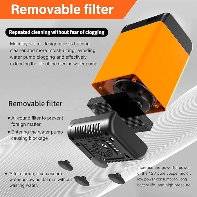 Rinse Kit Portable Shower 7800mAh Rechargeable Battery Operated Shower Lasting-170-200 Mins Rinse Kit Portable Shower for Outdoor Camping Travel Watering Plants