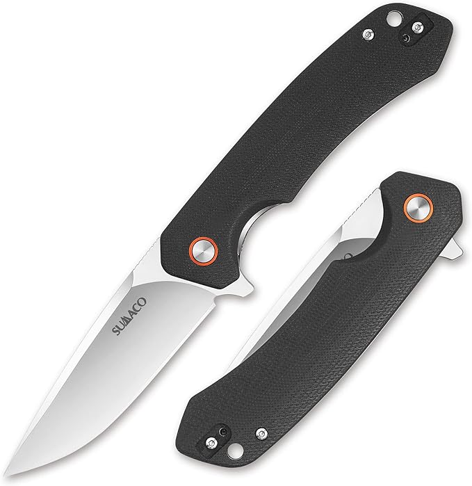 Pocket KnifeFolding EDC Tactical KnifeCamping Survival Knife 3.54'' D2 Blade Steel and G10 Handle Liner Lock Reversible Clip Everyday Carry for Men Knife Outdoor Survival
