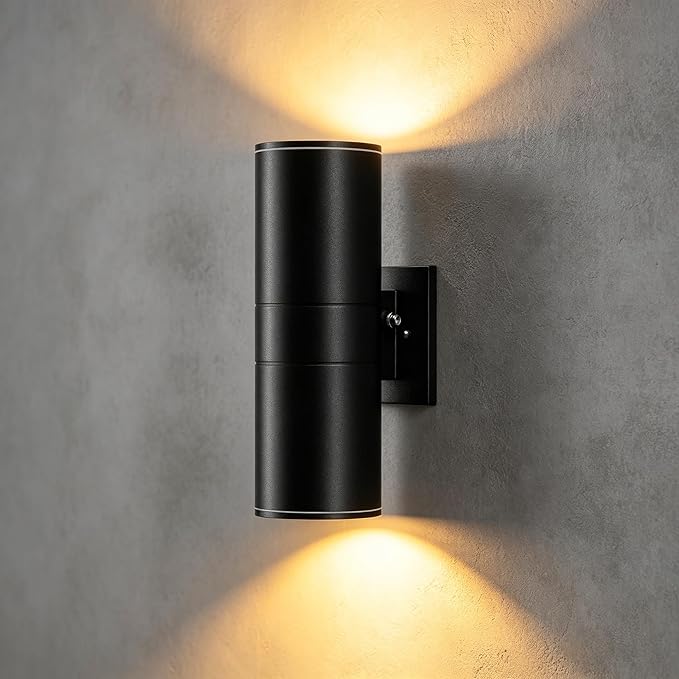 VINYAO Modern Cylinder Wall Lights 11.8 Up and Down Lights Matte BlackDusk to DawnOutdoor Wall LightWaterproofPorch Light Outdoor Light for PatioGarageDoorway