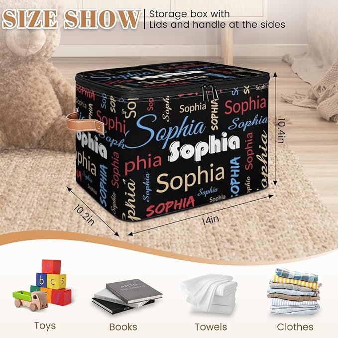 Custom Storage Bins with Zipper Lid Personalized Black Red Yellow Fabric Lidded Storage Baskets Boxes Foldable Cubes Clothes Organizer Container