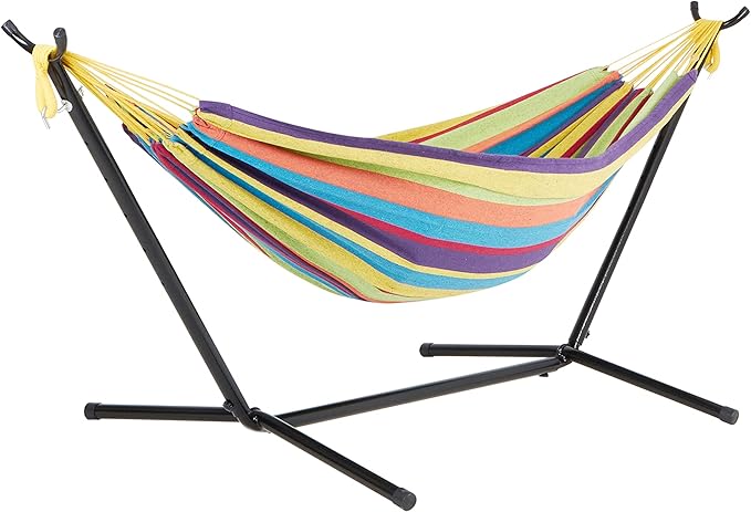 Bliss Hammocks 60'' Wide Hammock &amp Built-in Stand w/Carrying Case &amp Hanging Hardware Indoor Outdoor Poolside Patio Backyard Heavy Duty Strong &amp Durable 400 Lbs Capacity (BHST-401-CS)