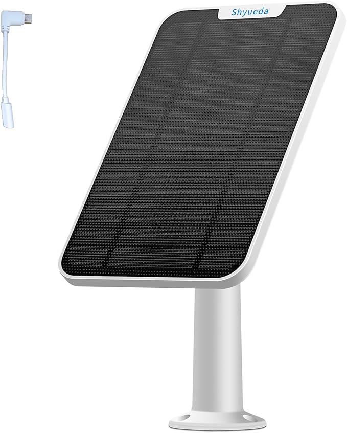 Solar Panel Compatible with Eufycam 3/3C/2C/2C Pro/2/2 Pro/E20/E40/E/S40/S220/L40/L20 with 13.1ft Waterproof Charging Cable IP65 WeatherproofIncludes Micro USB to Type-c Adapter