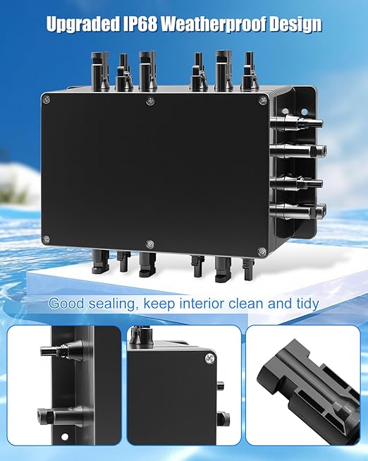 GMURA 8 String Solar PV Combiner Box IP68 Waterproof Circuit Breaker Box with 30A Fuse &amp Install Screws &amp Wrench for RV Roof On/Off Grid Solar Panel System 8 in 1 Out