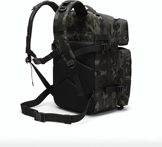 Military Tactical Backpack for Men and Women Molle 45L Large Army 3 Days Assault Pack Bug Out Bag Water Resistant and Heavy Duty Hiking Camping Treeking Rucksack -Black CP