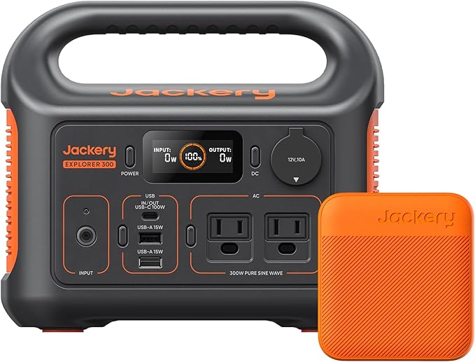 Jackery Portable Power Station Explorer 300 and 102W Fast Charger 292Wh Backup LiFePO4 Battery Solar Generator for Outdoors Camping Travel Hunting Blackout (Solar Panel Optional)