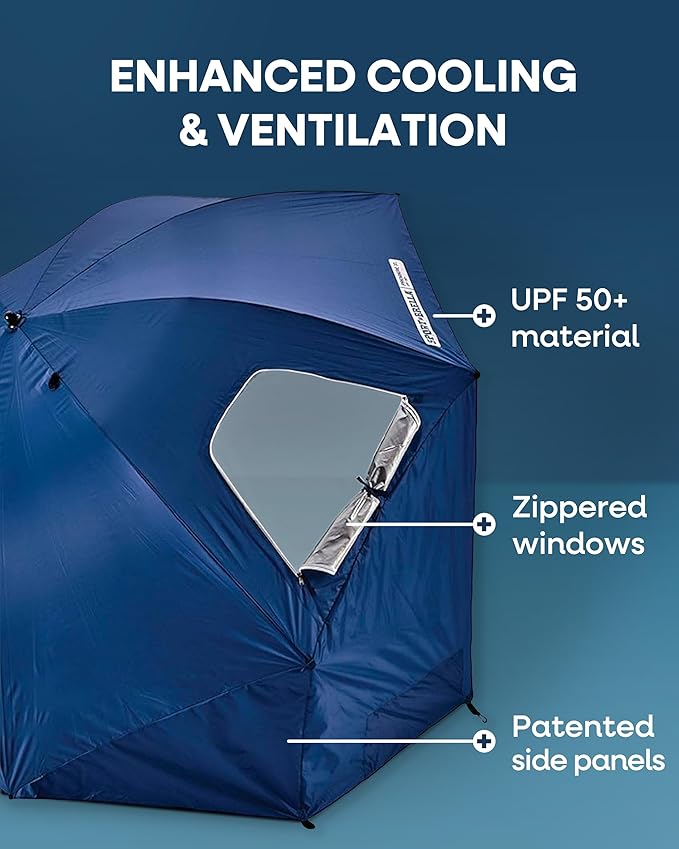 Sport-Brella Premiere UPF 50+ Umbrella Shelter with Patented Side Panels and Tilt Mechanism Heavy-Duty 1.25 Inch Center Pole Auger Anchor for Sand and Grass