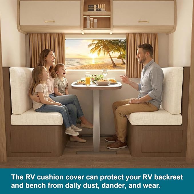 KRFOONN RV Dinette Cushion Covers Stretch Camper Cushions Covers Replacement Couch Cushion Slipcovers Washable Loveseat Slipcovers for Travel Trailer Couch (2 Backrest Cover &amp 2 Bench Cover T6)