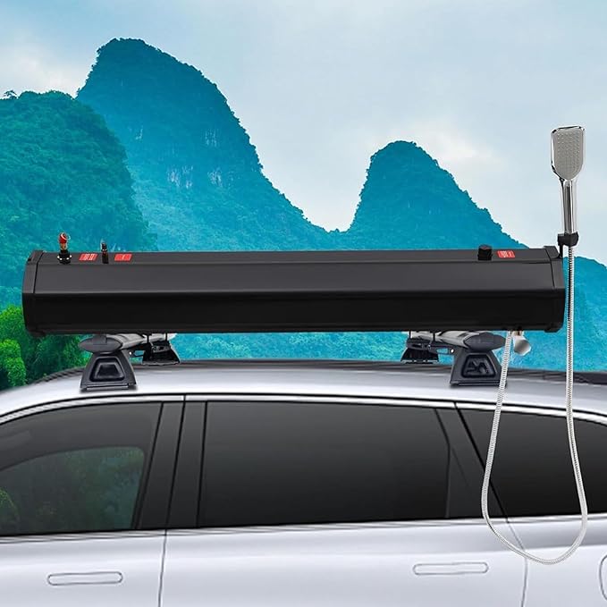 Solar Shower Tank - 18L Portable Water Reservoir for Camping Overland Expeditions Car Washing &amp Outdoor Activities - Roof Rack/Vehicle Mountable-18L