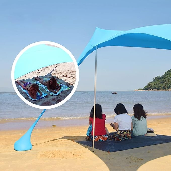 Beach Shelter Sun Shelter UV Protection Stay Cool and Protected with Sun Shade Canopy Waterproof Beach Vacation Sun Shade for Beach Camping Fishing Outdoors(Green210x200x150cm)