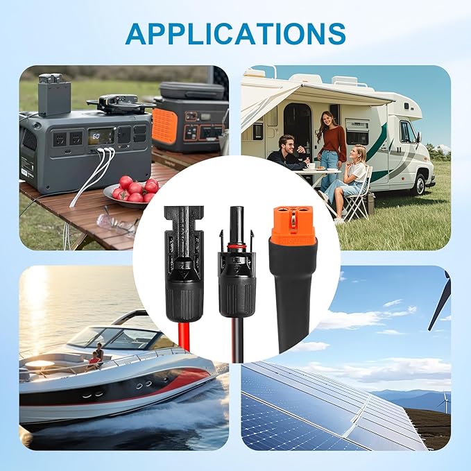 10AWG 75FT Solar to XT60i Extension Cable 3 6 10 35 50 75 100FT Heavy Duty Adapter Cable Connector XT60i Wire for Portable Power Station Solar Panel RV Battery