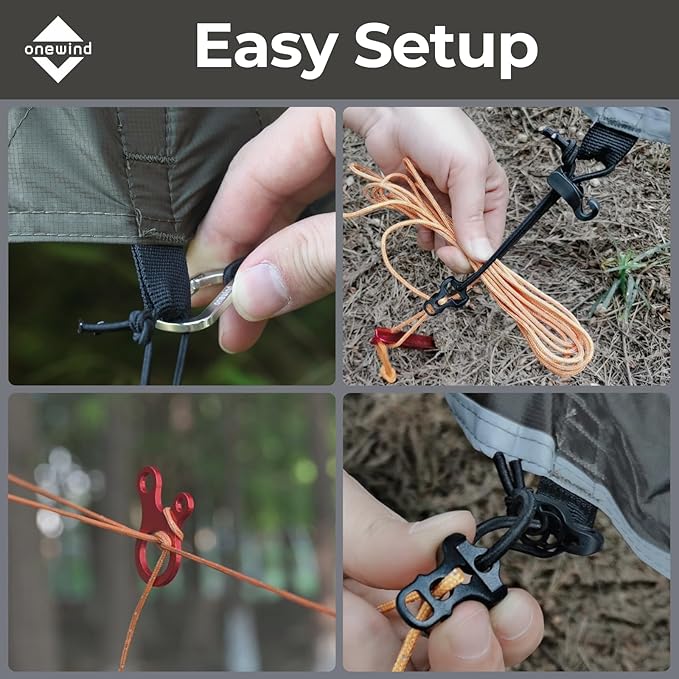 onewind 12×10 ft Hammock Tarp Ultralight Versatile Camping Tarp Lightweight Waterproof Silnylon Hammock Rain Fly with Doors Easy to Setup with Stuff Sack Tent Stakes Dark Grey