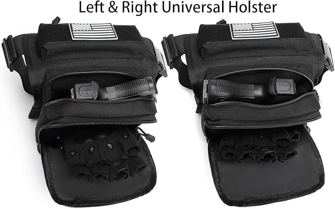 ATBP Motorcycle Tactical Drop Leg Thigh Bag with Holster Handgun Firearm Pistol Bag for Men Hunting Shooting Range Additional 3 Magazine Storage Slots