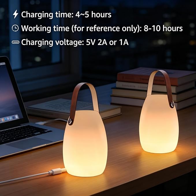 uuffoo 2 Pack Rechargeable Portable Table Lamp Cordless RGB Lantern with Remote Decorative LED Night Light IP44 Waterproof Indoor Outdoor Lamp for Bedroom Patio Garden Wedding Party