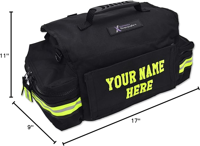 Lightning X Customizable Small Medic First Responder EMT Trauma Bag w/Embroidered Name Patch - Black