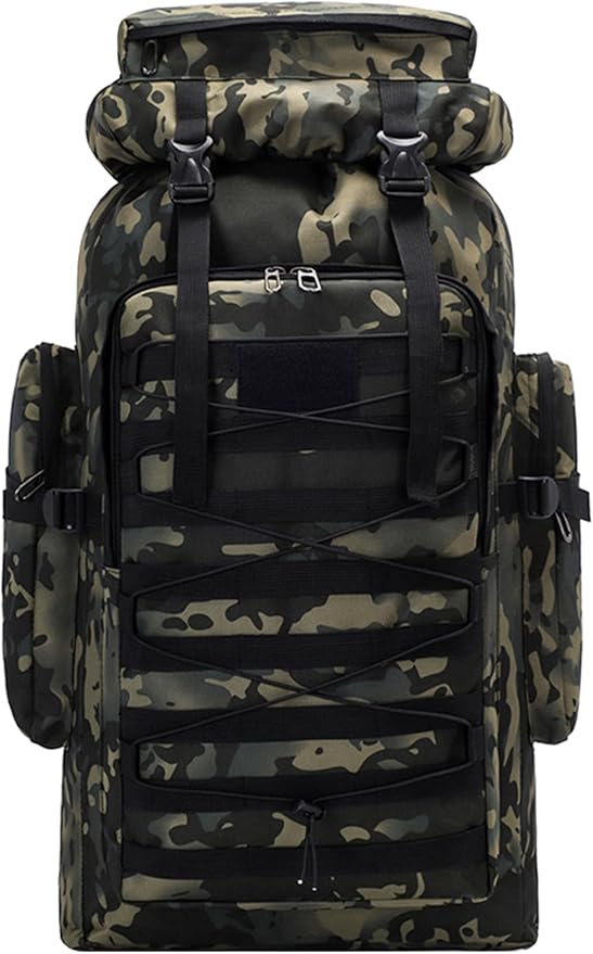 80L Outdoor Camping Backpack for Men Women Large Capacity Polyester Tactical Rucksack Hiking Travel Duffel Bags (A/Multicolor)
