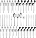 Alata Cube 65-Piece Forged Stainless Steel Flatware Set Cutlery Set with Utensil-Serving Set Silverware Set Service for 12 Mirror Finish Dishwasher Safe
