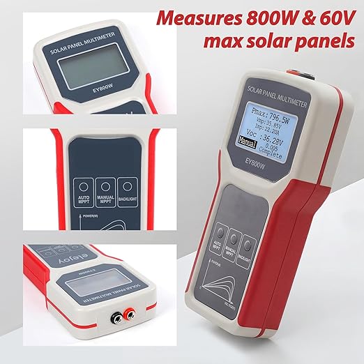 Solar Panel Tester/EY800W Solar Panel Meter/PV Testing Instrument Ultra Open Circuit Voltage Auto/Manual MPPT Clear LCD