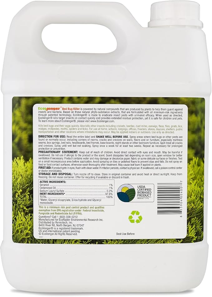 EcoVenger Bed Bug Killer Bundle – 2×1 Gallon + 1 Remote Sprayer 100% Kill on Contact Kills Eggs &amp Resistant Strains 14-Day Residual Protection Non-Toxic Child &amp Pet Friendly