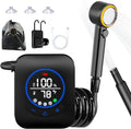 Portable Shower for Camping 8000mAh Rechargeable Camping Shower Pump with 3X Stronger Water Flow 5 Pressure Levels &amp 4 Shower Modes Outdoor Shower with Intelligent LED Display for Hiking Travel