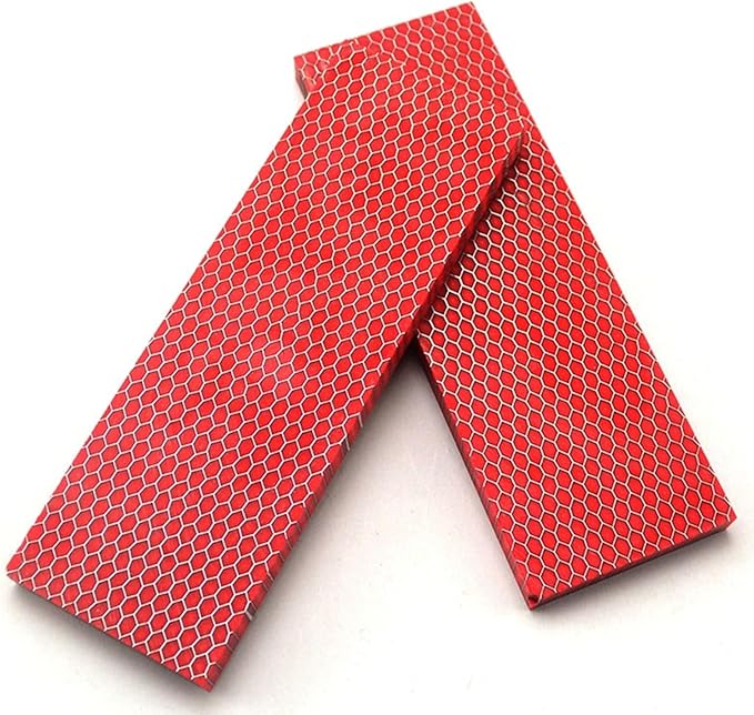 2 Pieces Of Red Resin Knife Handle Material Customized DIY Blank Blade Honeycomb Texture Patch(8pcs)