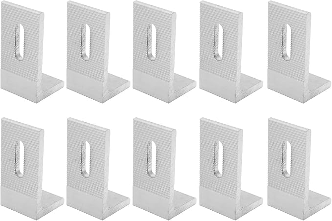 10Pcs Solar Panel Mounting Brackets L Foot Solar Roof Mount Aluminum Alloy Solar Panel Bracket Kit Glossy Photovoltaic Brackets for Roof PV System 3.14x1.57x1.57in