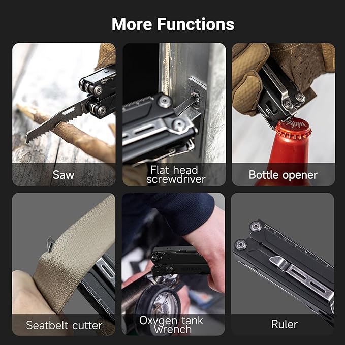NEXTORCH PIONEER 14-IN-1 Multi-tools Full-SizeVersatile Multi-tool Set with Scissors Needle Nose Pliers Pocket Clip Multi-tool
