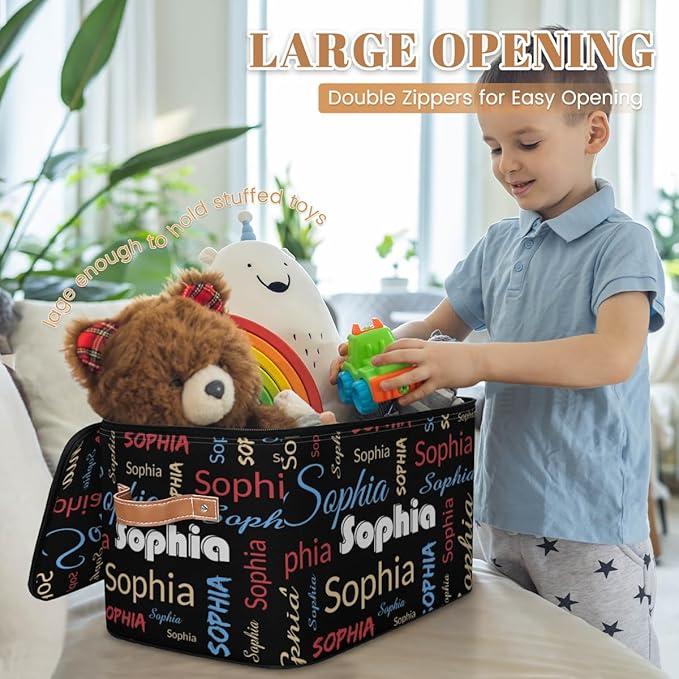 Custom Storage Bins with Zipper Lid Personalized Black Red Yellow Fabric Lidded Storage Baskets Boxes Foldable Cubes Clothes Organizer Container