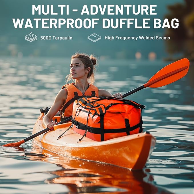 MIER Waterproof Duffel Bag Motorcycle Dry Bag Backpack Large Roll-Top Heavy Duty Dry Duffle Bags for Kayaking Camping Boating Gym Beach Cruise Ship 60L/80L
